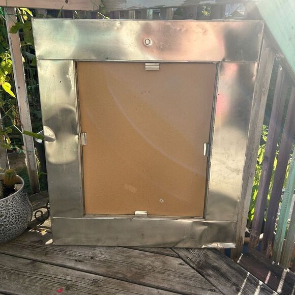 Mexican Tin Mirror Handcrafted - Rocks & Flowers  29" x 25" - Picture 15 of 16